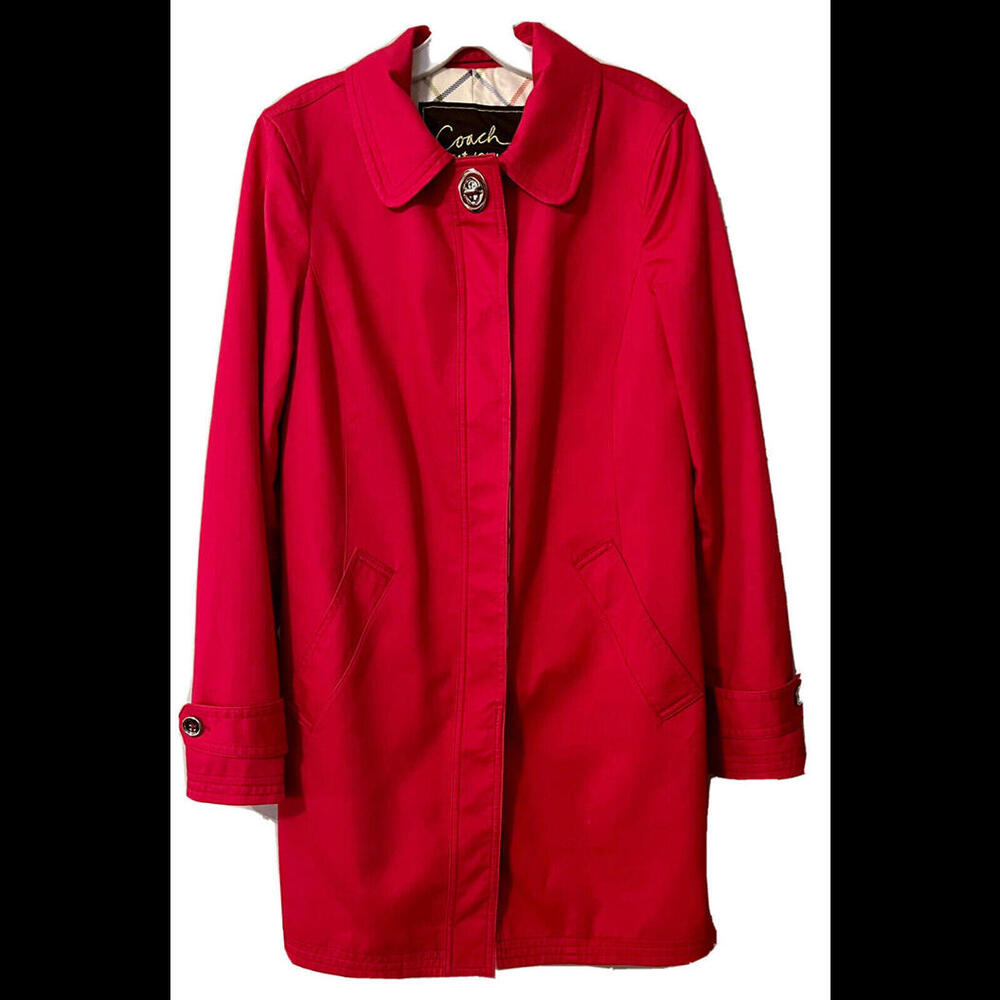 Coach Women’s Size Small Turn Lock Button Trench Coat in Fuchsia